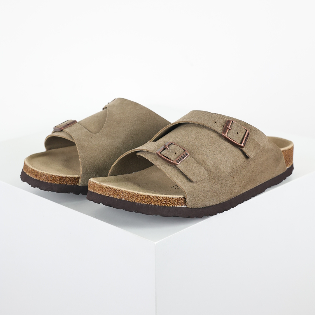 Birkenstock Zurich 勃肯 一字拖鞋 卡其灰全新勃肯半拖 舒适又时髦 潮人必备单品 正确