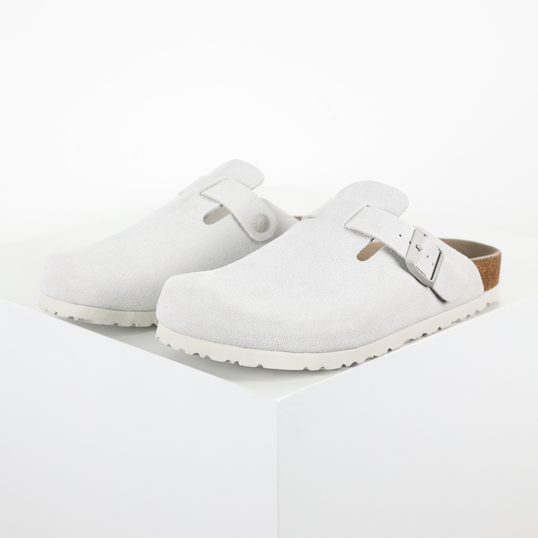 Birkenstock Boston 勃肯 包头半拖 白灰全新勃肯半拖 舒适又时髦 潮人必备单品 正确校