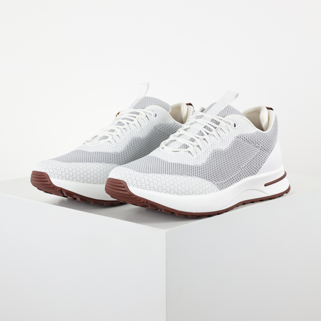 Loro Piana Week End Walk Evo 针织网面休闲运动鞋 男款牛皮革 网眼平底系带 运动鞋 浅灰白 Loro Piana Week End Walk Evo 针织网面休闲运动鞋 男款牛皮革 网眼平底系带 运动鞋 浅灰白