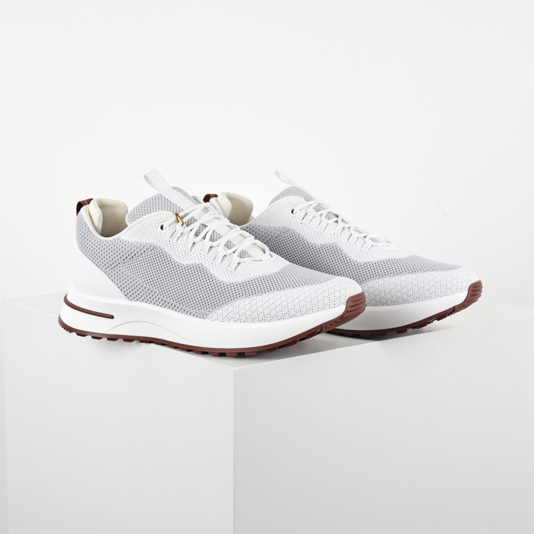Loro Piana Week End Walk Evo 针织网面休闲运动鞋 男款牛皮革 网眼平底系带 运动鞋 浅灰白 Loro Piana Week End Walk Evo 针织网面休闲运动鞋 男款牛皮革 网眼平底系带 运动鞋 浅灰白