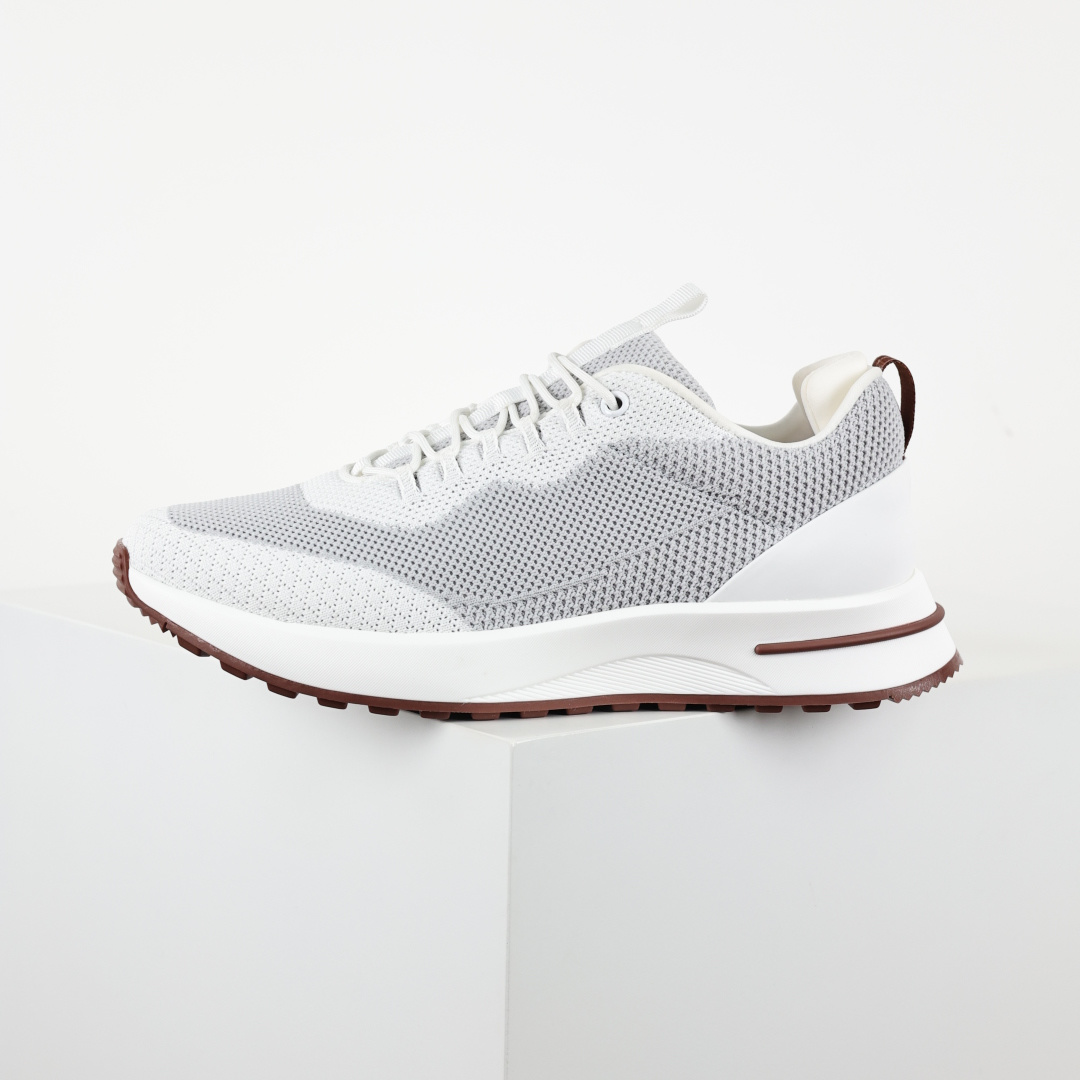 Loro Piana Week End Walk Evo 针织网面休闲运动鞋 男款牛皮革 网眼平底系带 运动鞋 浅灰白 Loro Piana Week End Walk Evo 针织网面休闲运动鞋 男款牛皮革 网眼平底系带 运动鞋 浅灰白