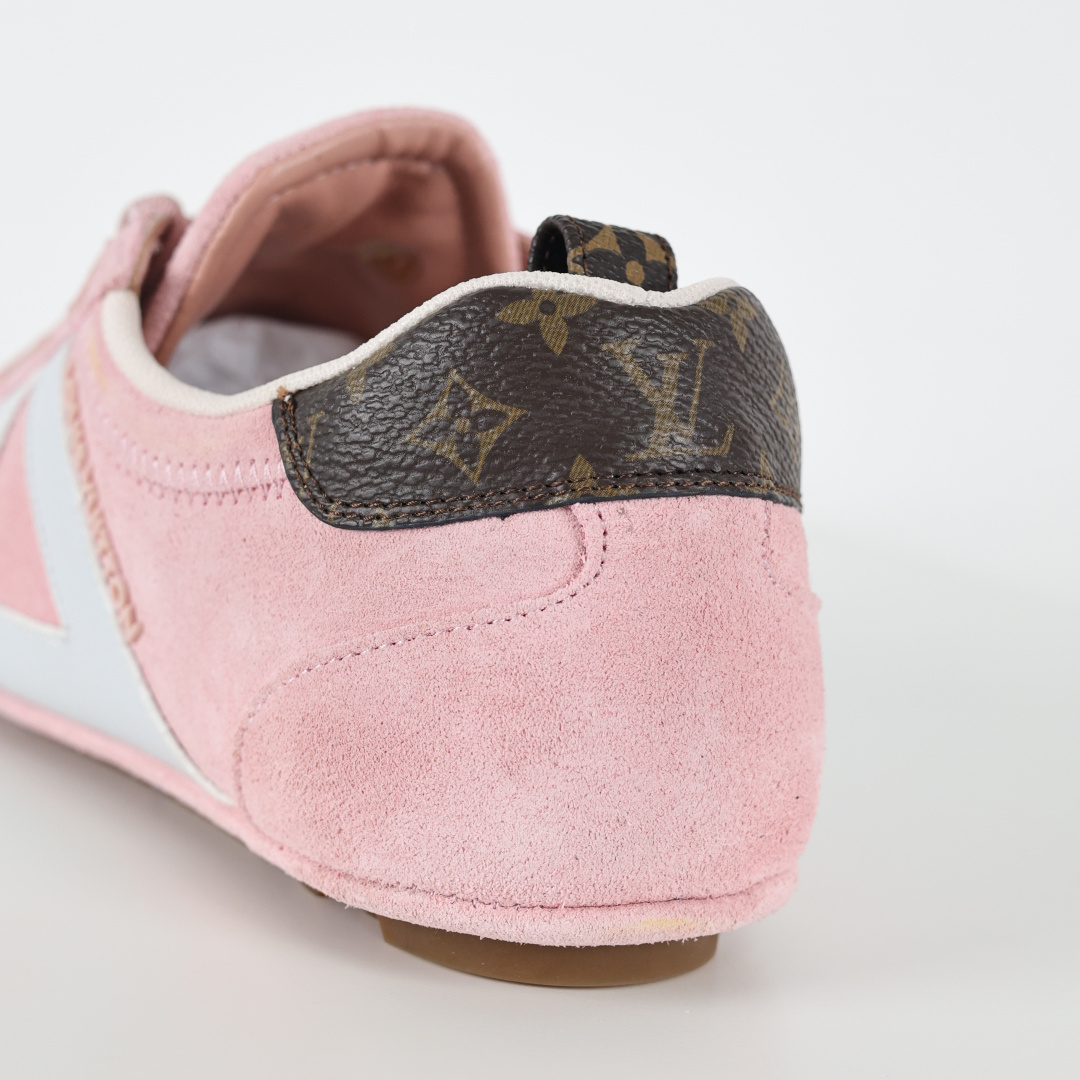 驴家 Sneakerina 绒面牛皮革 撞色圆头 芭蕾舞鞋 女款 粉色 原版开发 舒适百搭 网布减震透气支撑耐磨低帮 市
