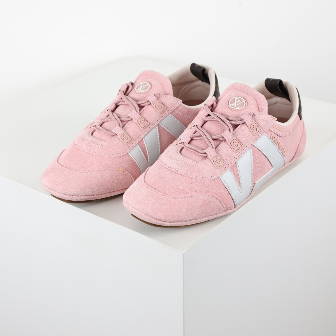 驴家 Sneakerina 绒面牛皮革 撞色圆头 芭蕾舞鞋 女款 粉色 原版开发 舒适百搭 网布减震透气支撑耐磨低帮 市