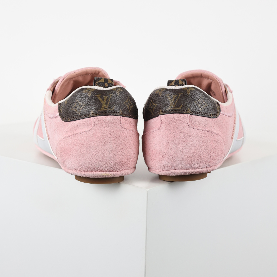 驴家 Sneakerina 绒面牛皮革 撞色圆头 芭蕾舞鞋 女款 粉色 原版开发 舒适百搭 网布减震透气支撑耐磨低帮 市