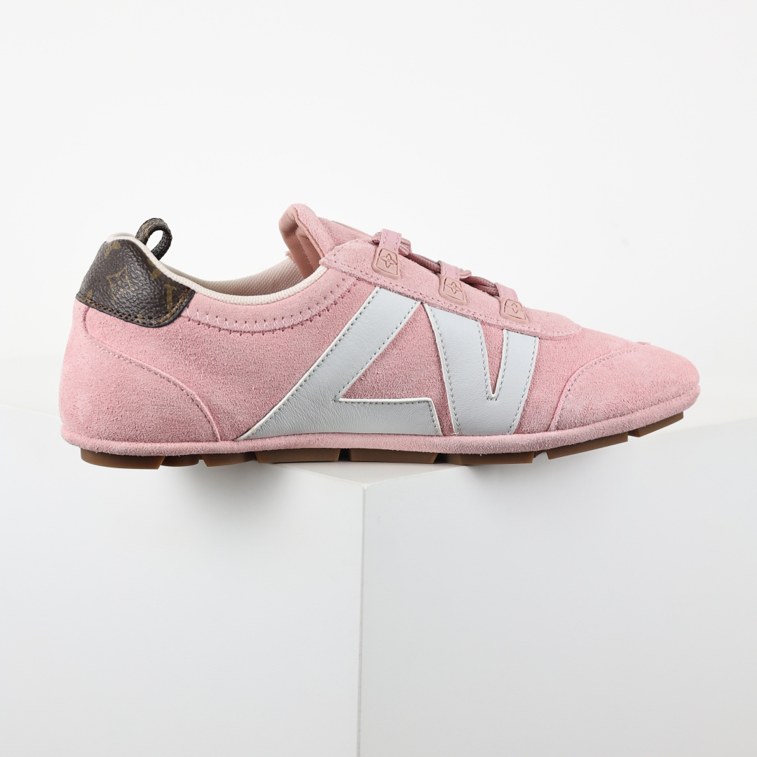 驴家 Sneakerina 绒面牛皮革 撞色圆头 芭蕾舞鞋 女款 粉色 原版开发 舒适百搭 网布减震透气支撑耐磨低帮 市