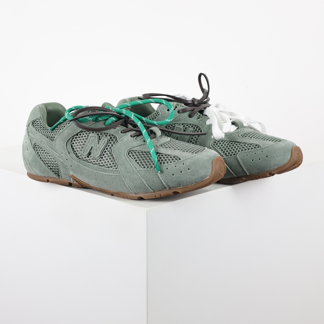 M1u M1u x NB 530联名款 绿色网面 大厂出品 全套原楦原纸板原厂数据开发 原厂三文治网纱 原装进口头层牛皮