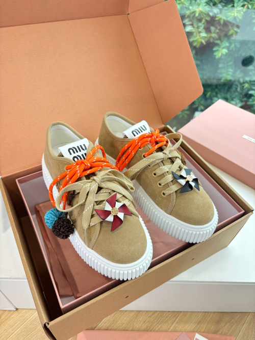Miu Miu Women's Suede Platform Fashion Sneakers with Pinwheel Detail 1 Miu Miu Women's Suede Platform Fashion Sneakers with Pinwheel Detail
