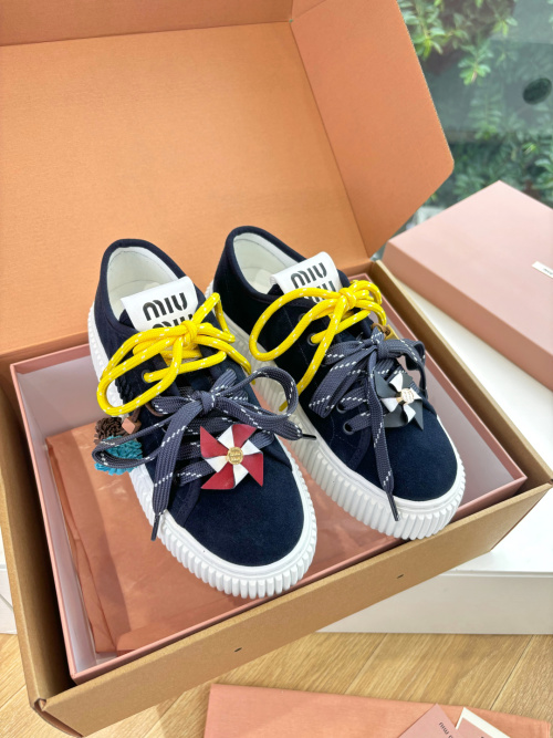 Miu Miu Women's Windmill Detail Suede Platform Sneakers 1 Miu Miu Women's Windmill Detail Suede Platform Sneakers