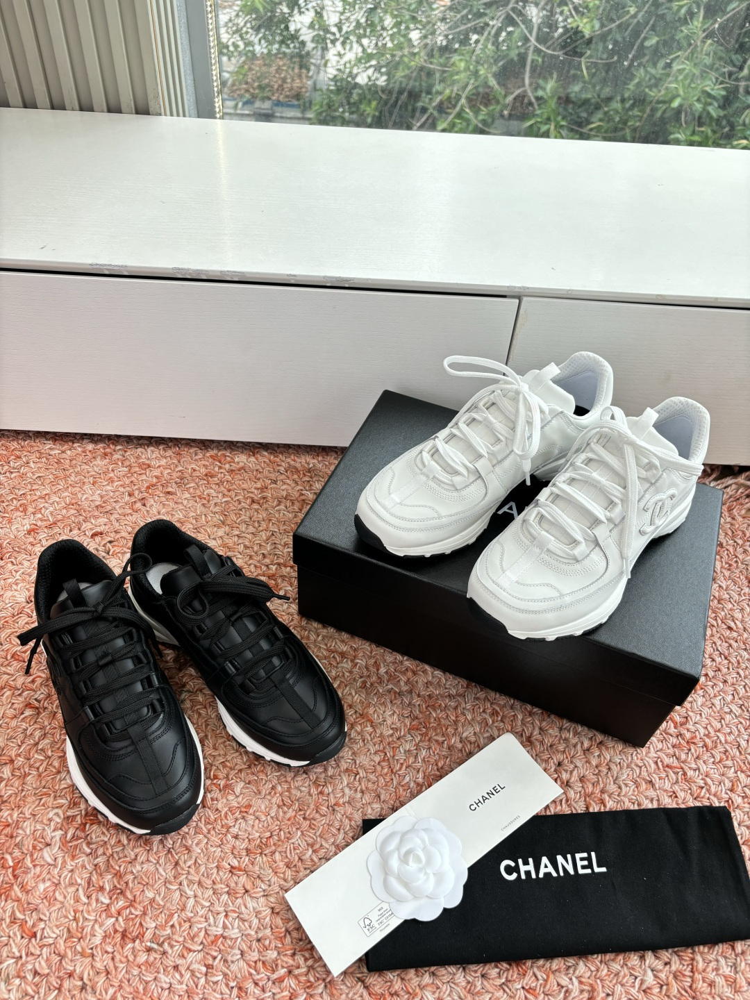 G059😀所见即所得CHANEL/香奈儿新款小香风麂皮圆头熊猫菱格厚底运动鞋时尚增高鞋休闲鞋 面料：进口磨砂牛皮 内里：