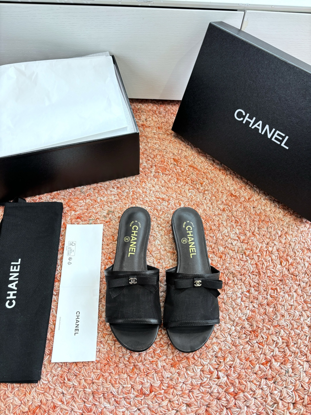 P厂价310🌾G299所见即所得CHANE*｜小香26C新品网纱双C蝴蝶结拖鞋当小香经典符号邂逅26C夏