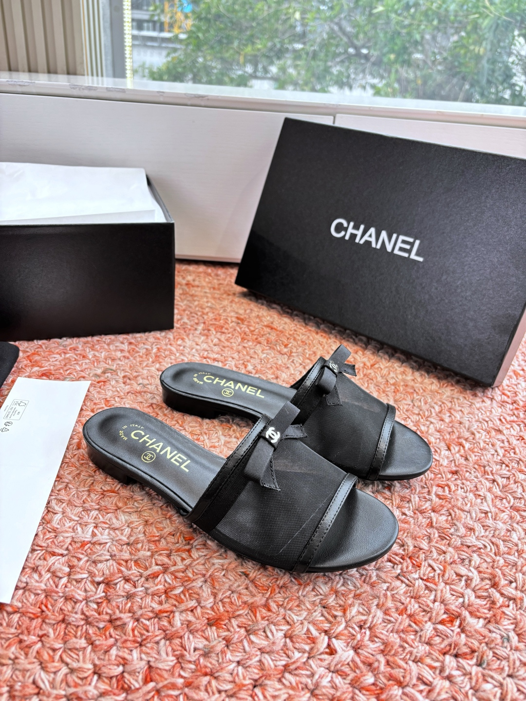 P厂价310🌾G299所见即所得CHANE*｜小香26C新品网纱双C蝴蝶结拖鞋当小香经典符号邂逅26C夏
