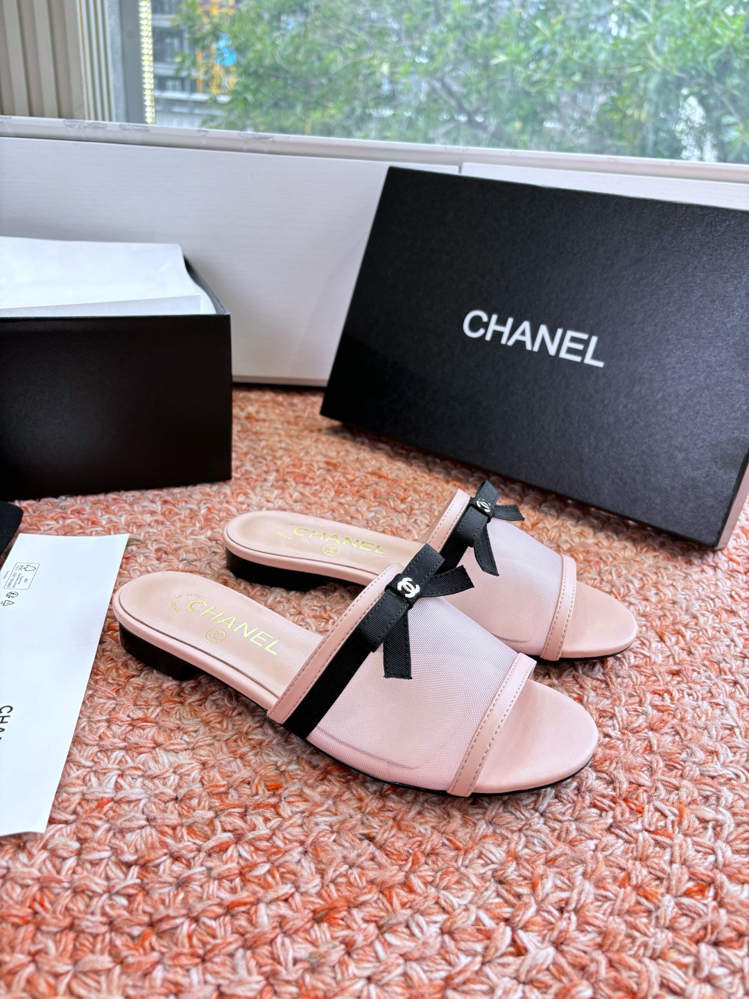 P厂价310🌾G299所见即所得CHANE*｜小香26C新品网纱双C蝴蝶结拖鞋当小香经典符号邂逅26C夏