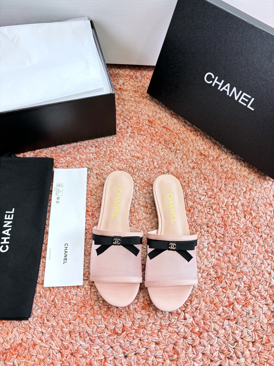 P厂价310🌾G299所见即所得CHANE*｜小香26C新品网纱双C蝴蝶结拖鞋当小香经典符号邂逅26C夏