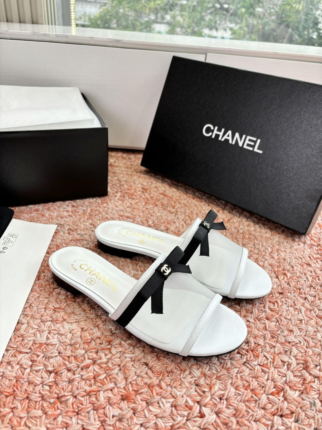 P厂价310🌾G299所见即所得CHANE*｜小香26C新品网纱双C蝴蝶结拖鞋当小香经典符号邂逅26C夏