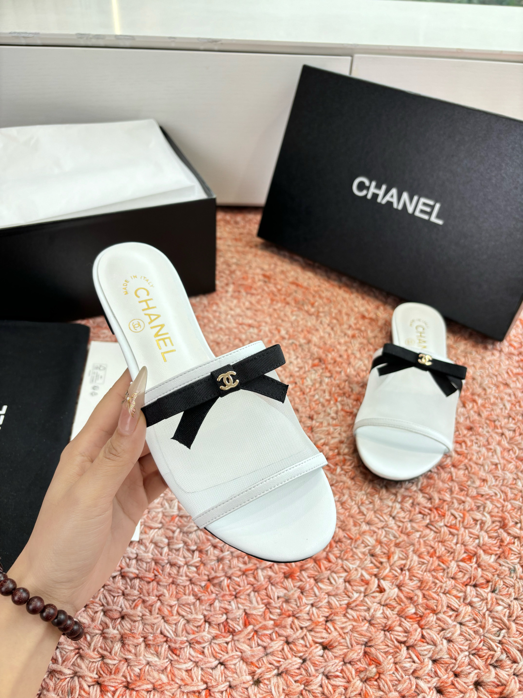 P厂价310🌾G299所见即所得CHANE*｜小香26C新品网纱双C蝴蝶结拖鞋当小香经典符号邂逅26C夏