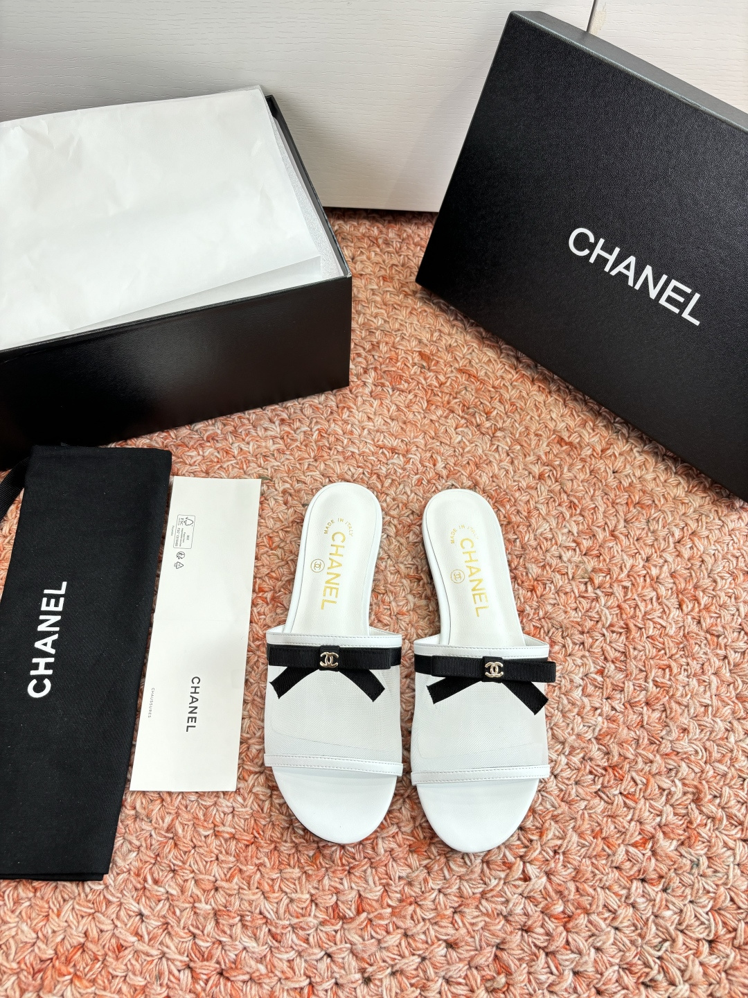 P厂价310🌾G299所见即所得CHANE*｜小香26C新品网纱双C蝴蝶结拖鞋当小香经典符号邂逅26C夏