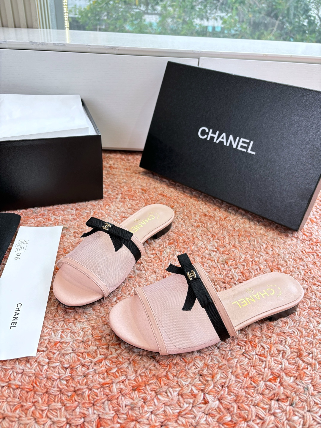 P厂价310🌾G299所见即所得CHANE*｜小香26C新品网纱双C蝴蝶结拖鞋当小香经典符号邂逅26C夏