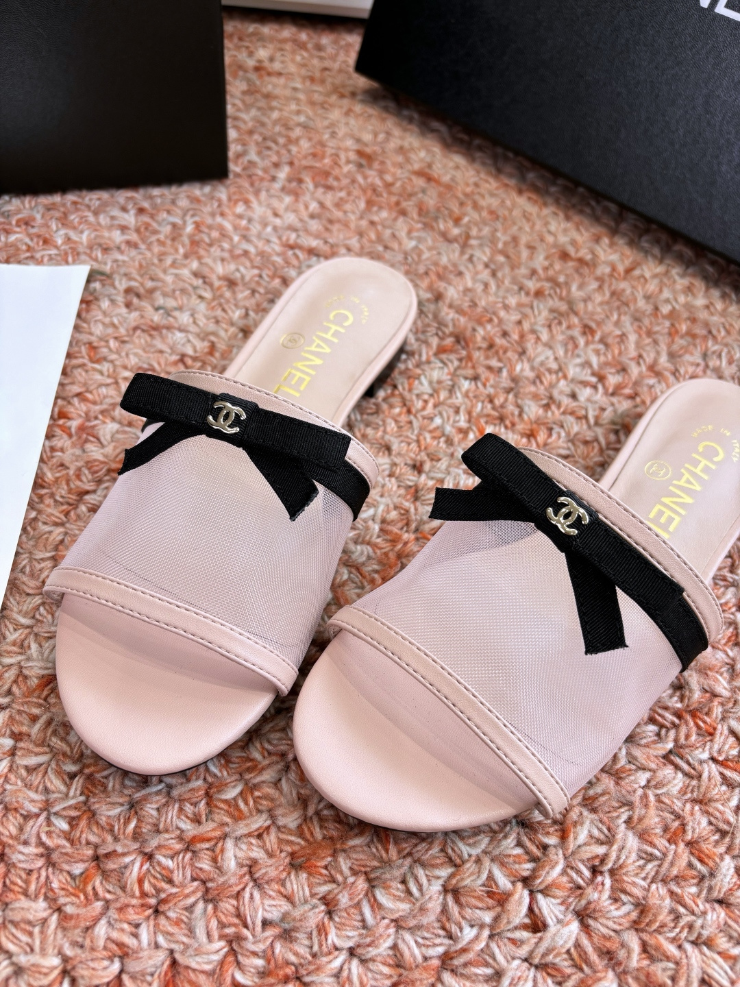 P厂价310🌾G299所见即所得CHANE*｜小香26C新品网纱双C蝴蝶结拖鞋当小香经典符号邂逅26C夏