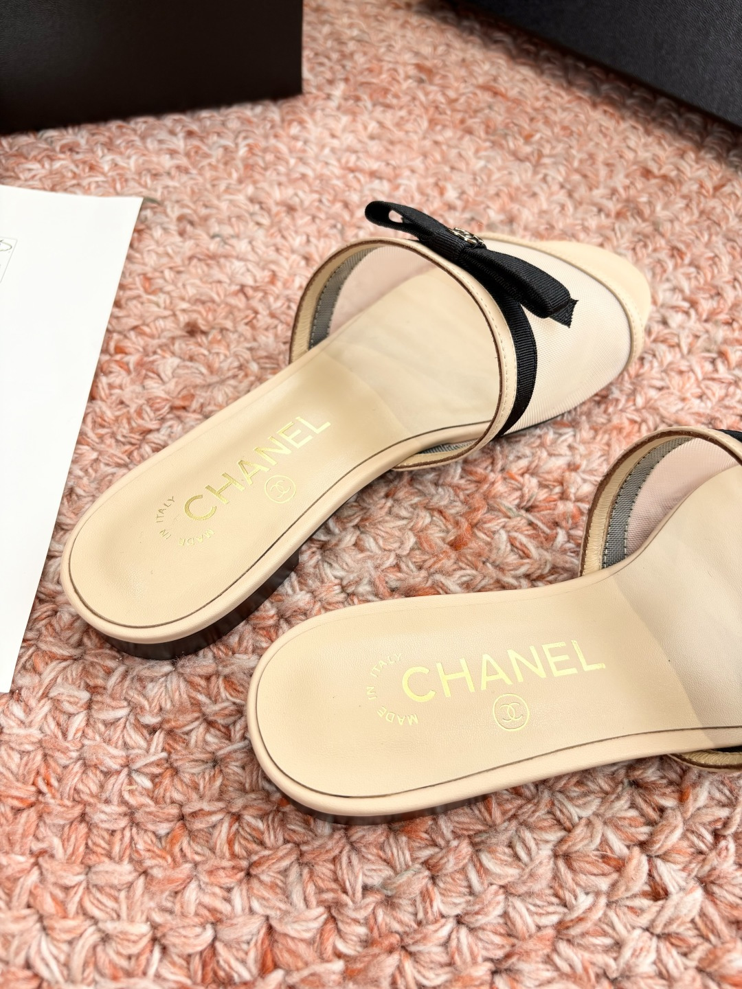 P厂价310🌾G299所见即所得CHANE*｜小香26C新品网纱双C蝴蝶结拖鞋当小香经典符号邂逅26C夏