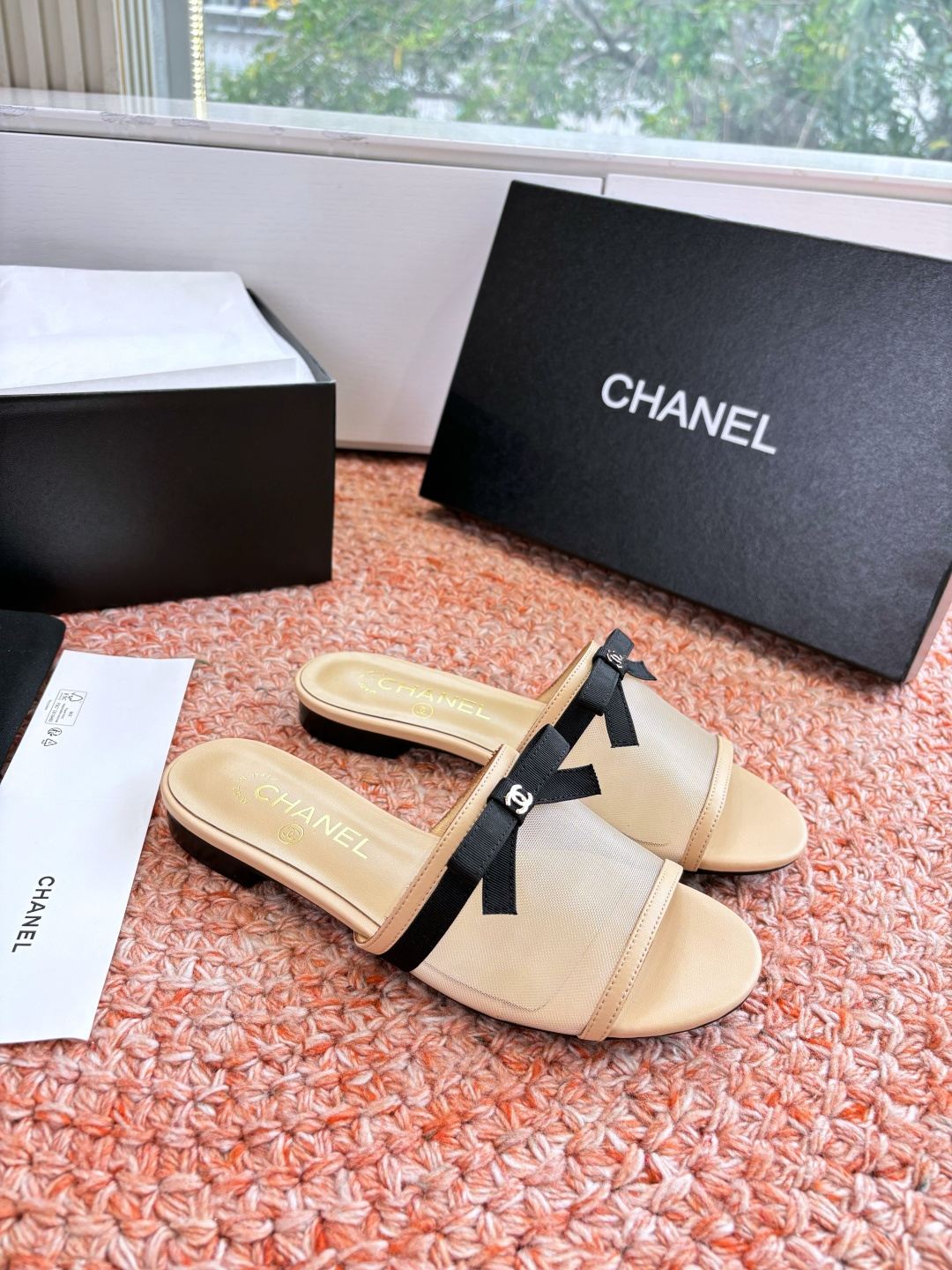 P厂价310🌾G299所见即所得CHANE*｜小香26C新品网纱双C蝴蝶结拖鞋当小香经典符号邂逅26C夏