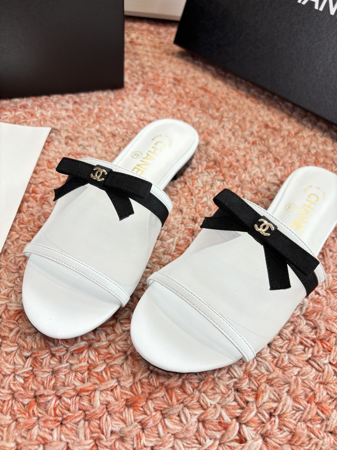 P厂价310🌾G299所见即所得CHANE*｜小香26C新品网纱双C蝴蝶结拖鞋当小香经典符号邂逅26C夏