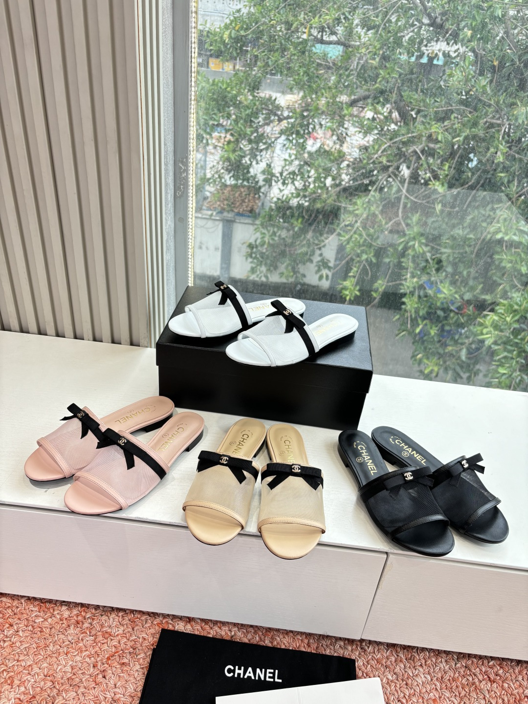 P厂价310🌾G299所见即所得CHANE*｜小香26C新品网纱双C蝴蝶结拖鞋当小香经典符号邂逅26C夏