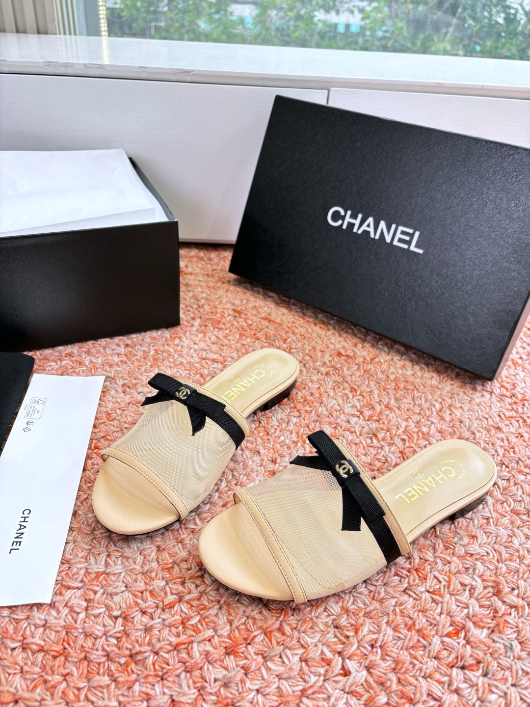 P厂价310🌾G299所见即所得CHANE*｜小香26C新品网纱双C蝴蝶结拖鞋当小香经典符号邂逅26C夏