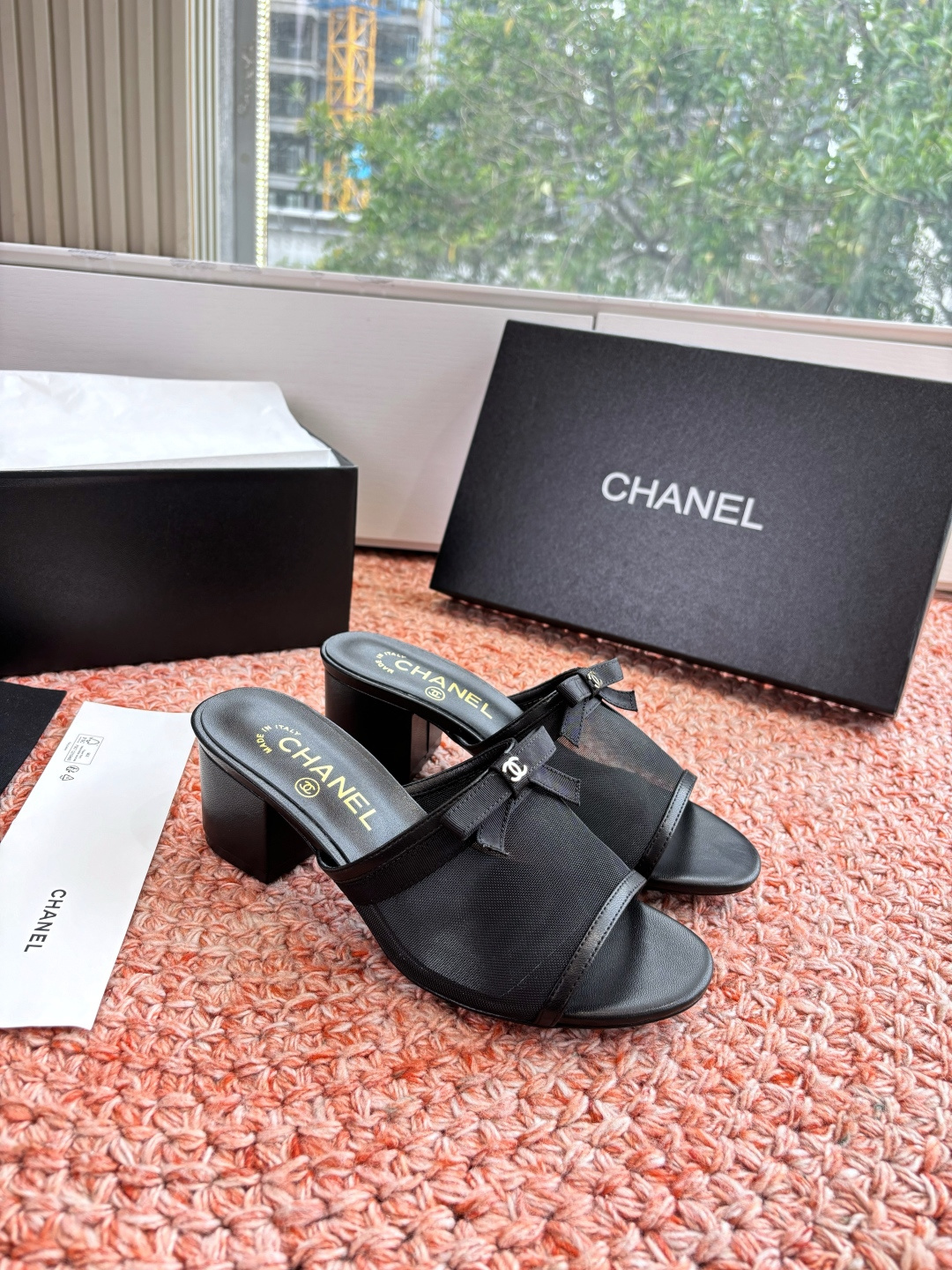 P厂价310🌾G299所见即所得CHANE*｜小香26C新品网纱双C蝴蝶结拖鞋当小香经典符号邂逅26C夏