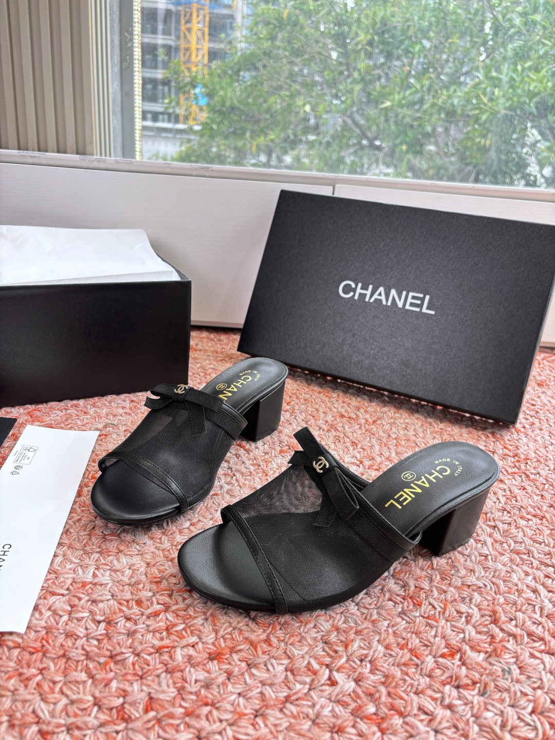 P厂价310🌾G299所见即所得CHANE*｜小香26C新品网纱双C蝴蝶结拖鞋当小香经典符号邂逅26C夏