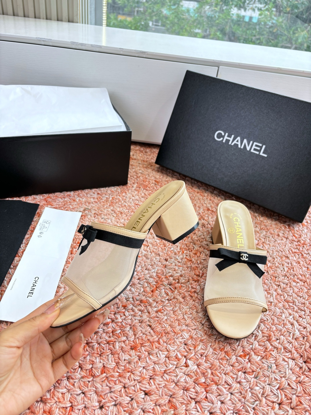 P厂价310🌾G299所见即所得CHANE*｜小香26C新品网纱双C蝴蝶结拖鞋当小香经典符号邂逅26C夏