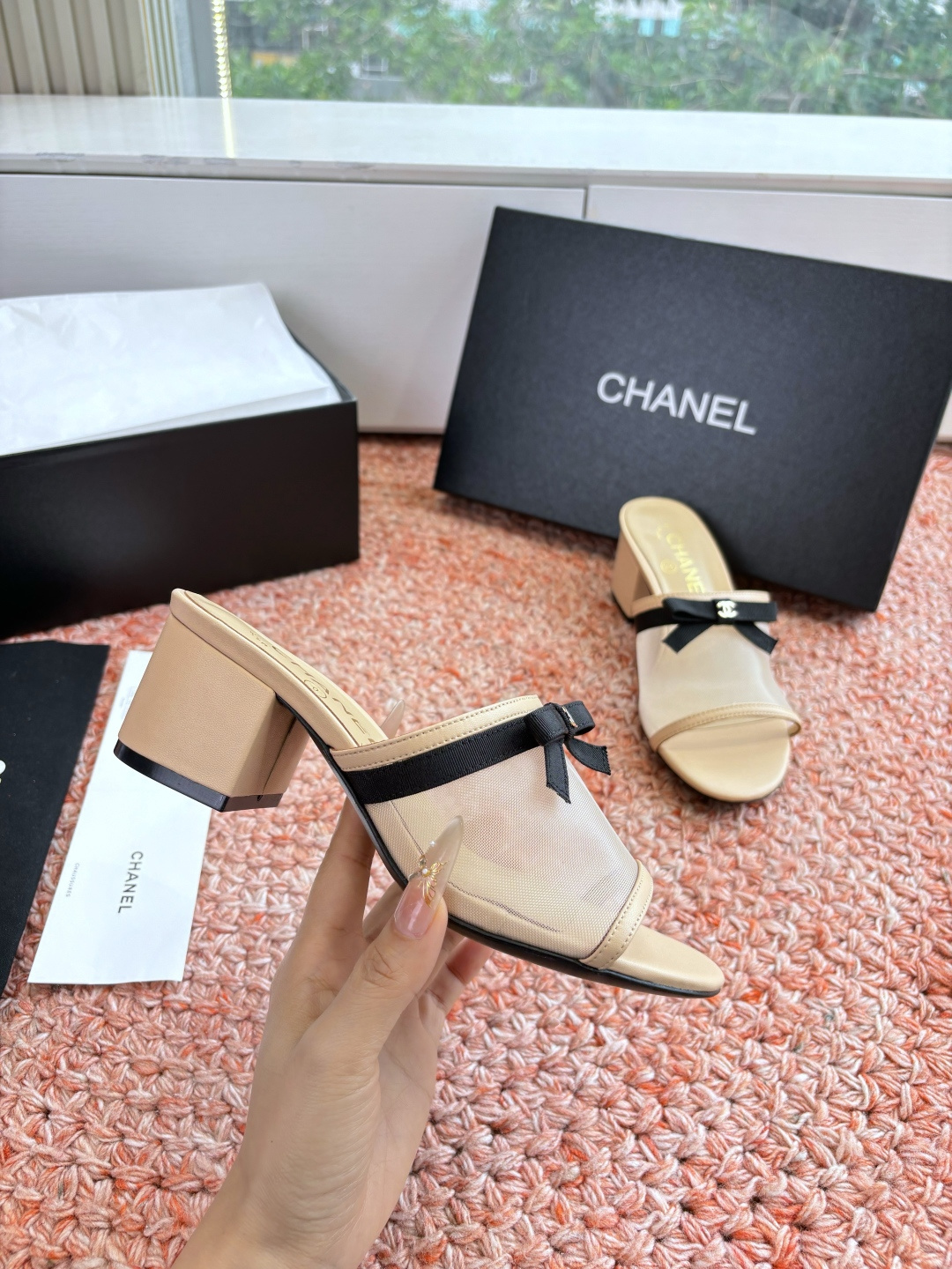 P厂价310🌾G299所见即所得CHANE*｜小香26C新品网纱双C蝴蝶结拖鞋当小香经典符号邂逅26C夏