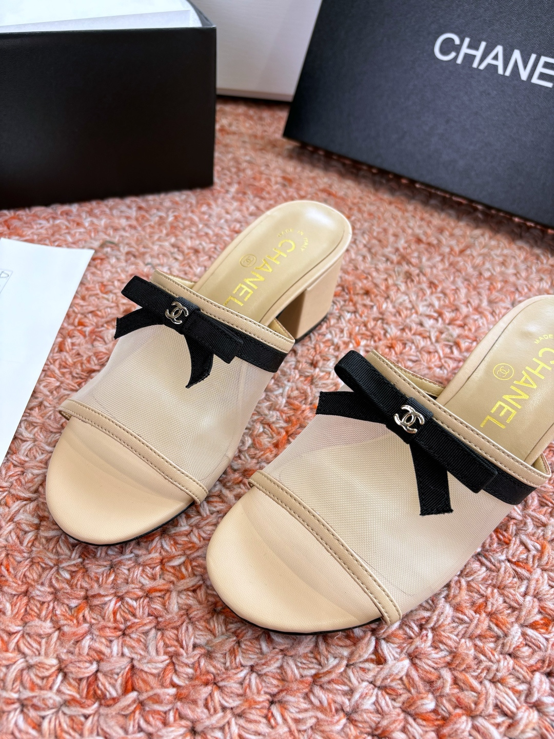 P厂价310🌾G299所见即所得CHANE*｜小香26C新品网纱双C蝴蝶结拖鞋当小香经典符号邂逅26C夏
