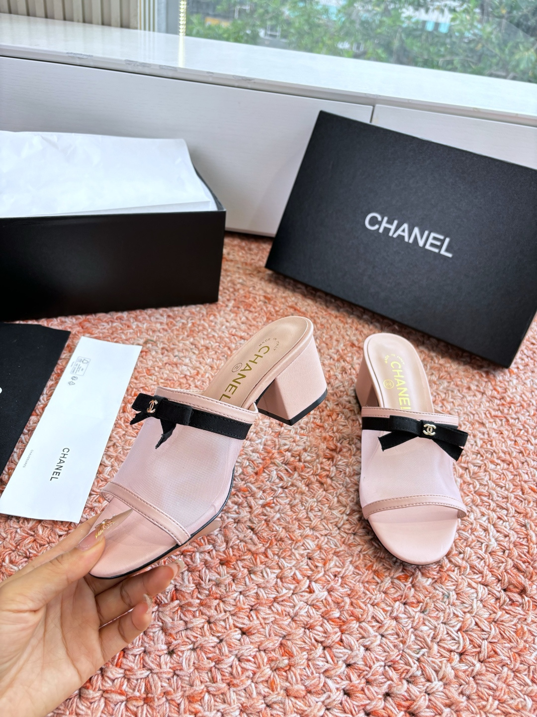 P厂价310🌾G299所见即所得CHANE*｜小香26C新品网纱双C蝴蝶结拖鞋当小香经典符号邂逅26C夏