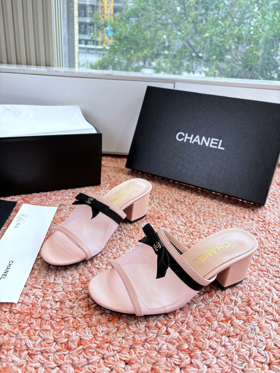 P厂价310🌾G299所见即所得CHANE*｜小香26C新品网纱双C蝴蝶结拖鞋当小香经典符号邂逅26C夏