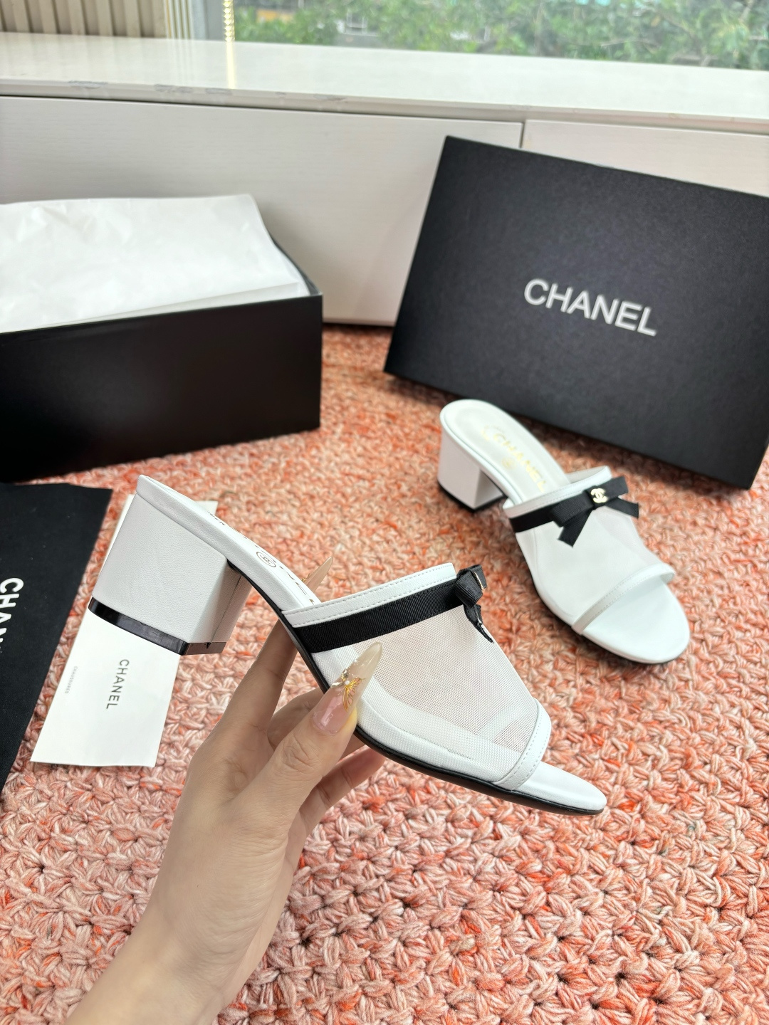 P厂价310🌾G299所见即所得CHANE*｜小香26C新品网纱双C蝴蝶结拖鞋当小香经典符号邂逅26C夏