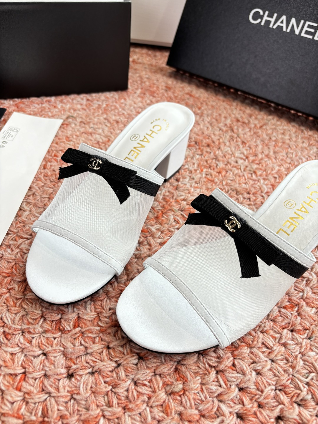 P厂价310🌾G299所见即所得CHANE*｜小香26C新品网纱双C蝴蝶结拖鞋当小香经典符号邂逅26C夏