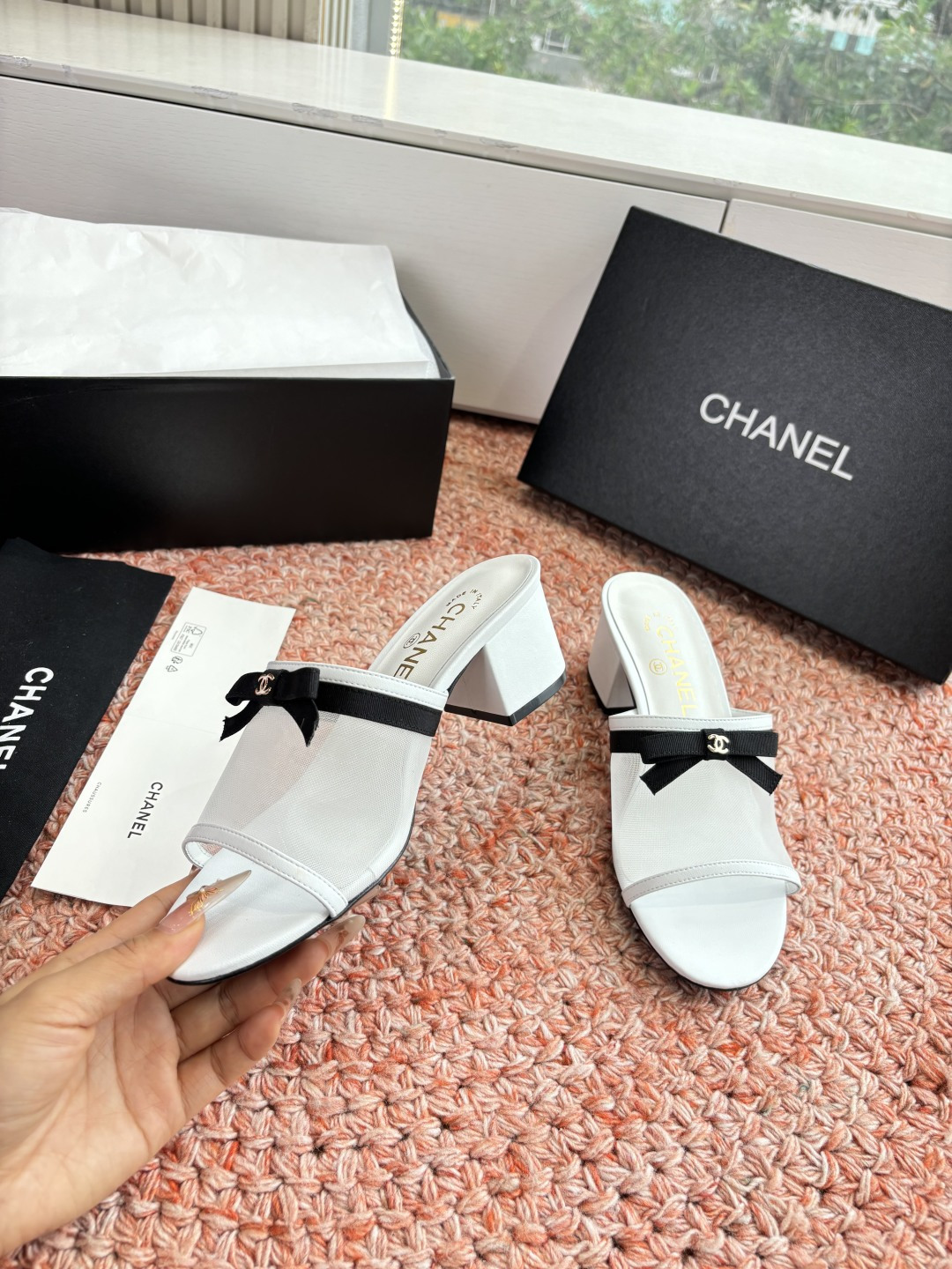 P厂价310🌾G299所见即所得CHANE*｜小香26C新品网纱双C蝴蝶结拖鞋当小香经典符号邂逅26C夏