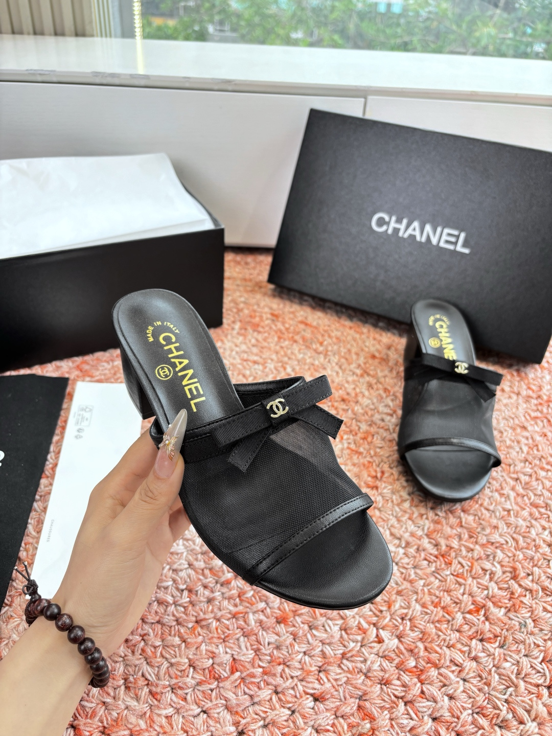 P厂价310🌾G299所见即所得CHANE*｜小香26C新品网纱双C蝴蝶结拖鞋当小香经典符号邂逅26C夏