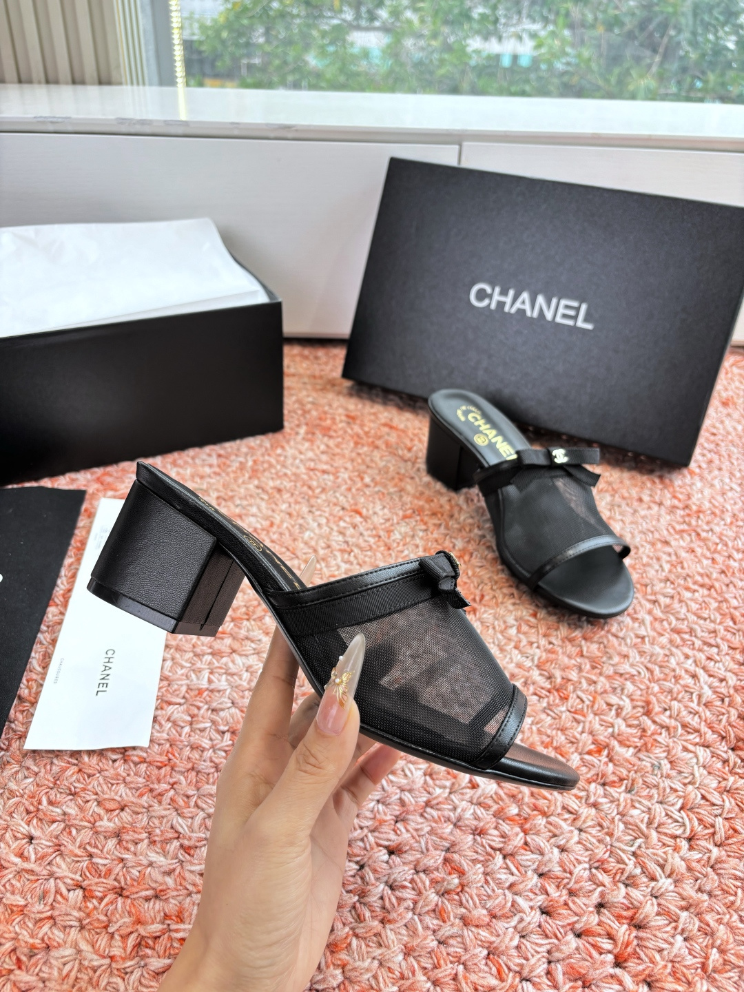 P厂价310🌾G299所见即所得CHANE*｜小香26C新品网纱双C蝴蝶结拖鞋当小香经典符号邂逅26C夏