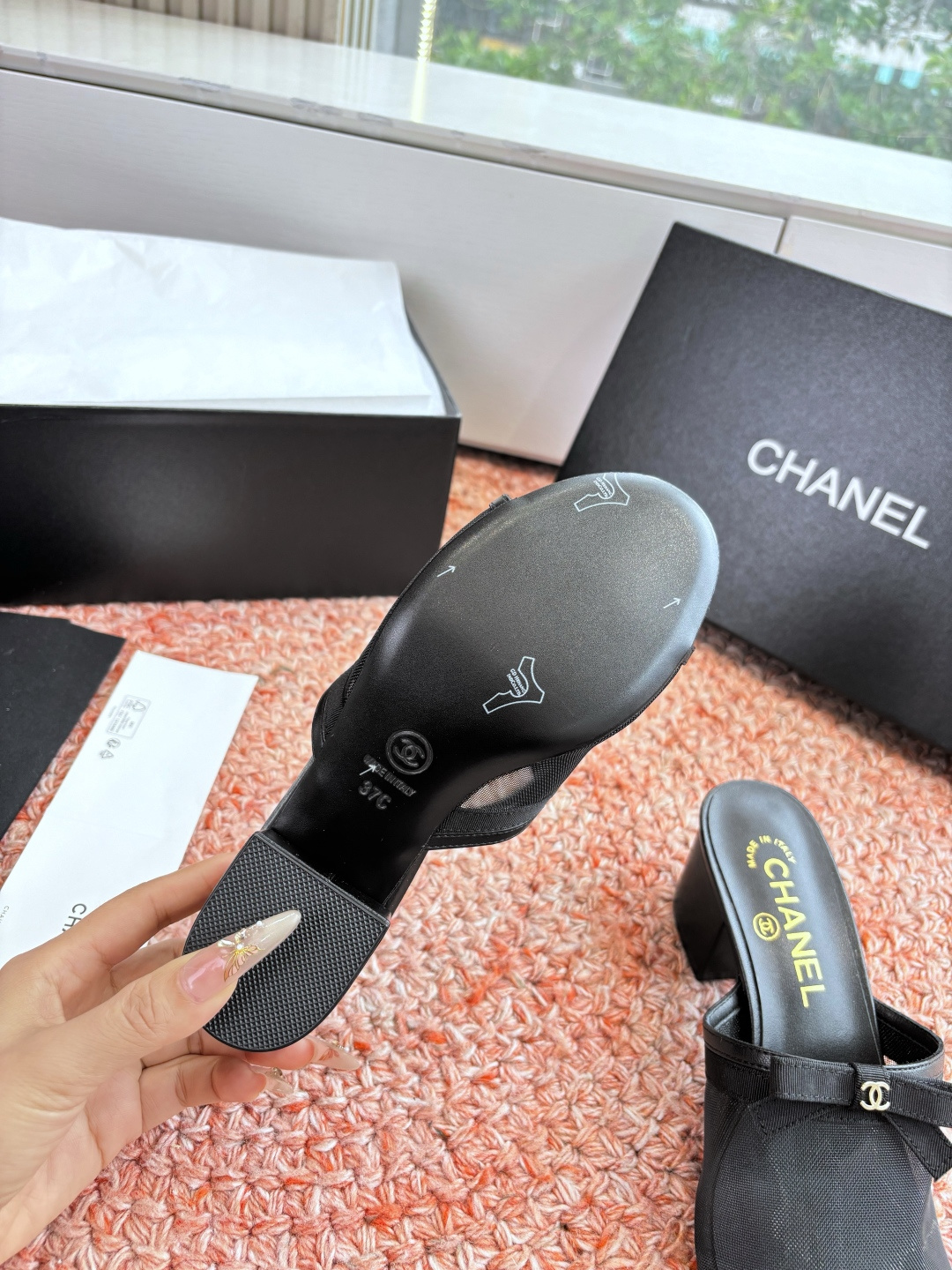 P厂价310🌾G299所见即所得CHANE*｜小香26C新品网纱双C蝴蝶结拖鞋当小香经典符号邂逅26C夏