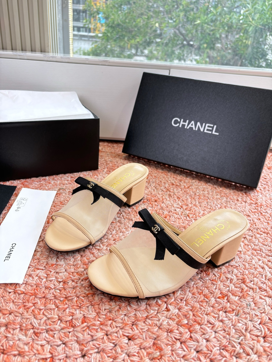 P厂价310🌾G299所见即所得CHANE*｜小香26C新品网纱双C蝴蝶结拖鞋当小香经典符号邂逅26C夏