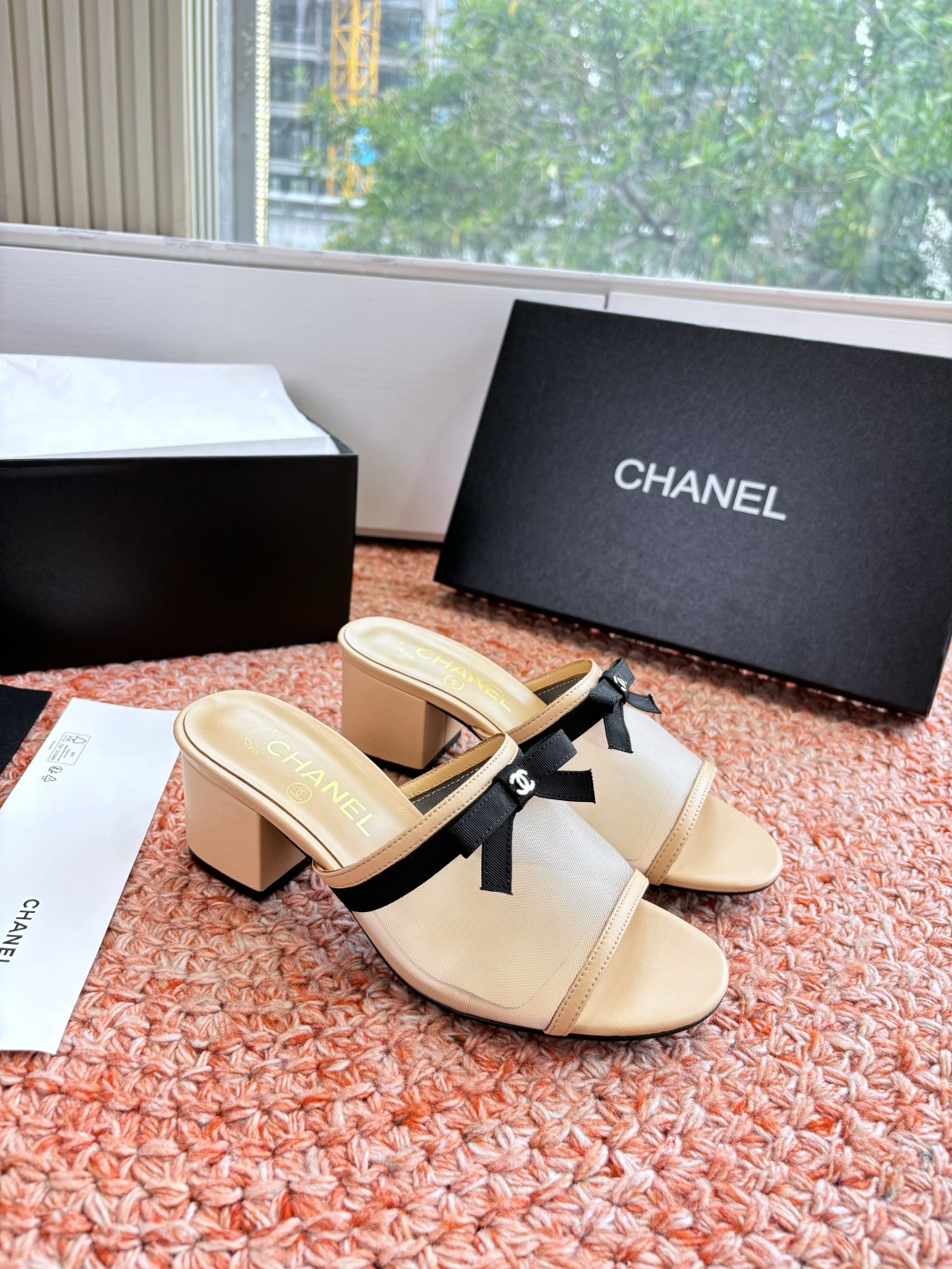 P厂价310🌾G299所见即所得CHANE*｜小香26C新品网纱双C蝴蝶结拖鞋当小香经典符号邂逅26C夏