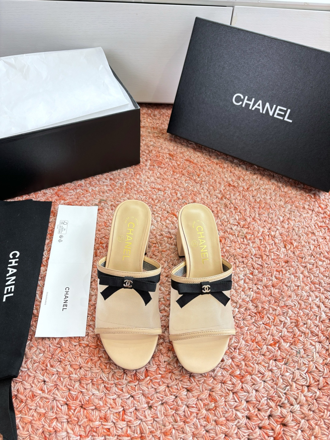 P厂价310🌾G299所见即所得CHANE*｜小香26C新品网纱双C蝴蝶结拖鞋当小香经典符号邂逅26C夏