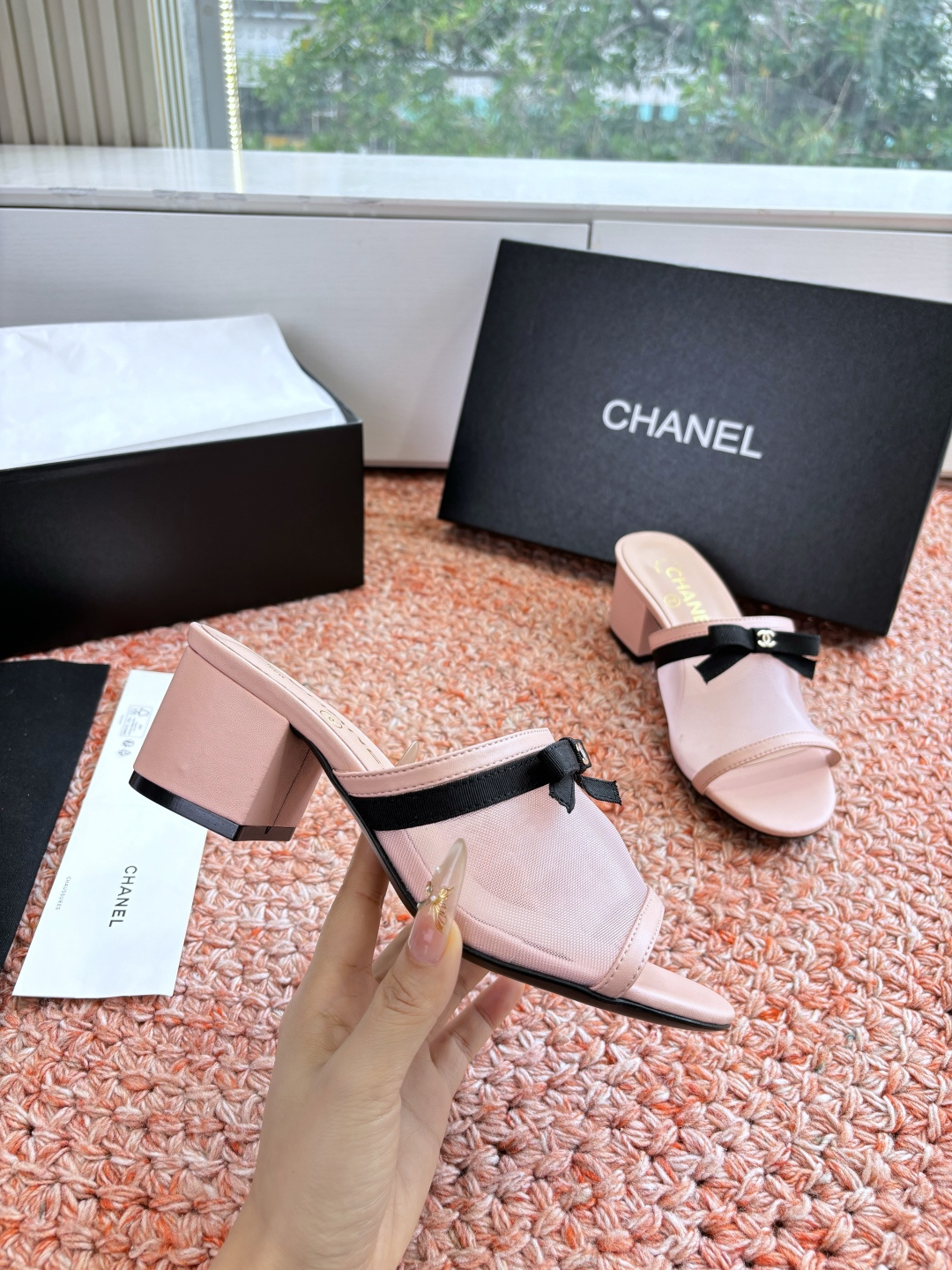 P厂价310🌾G299所见即所得CHANE*｜小香26C新品网纱双C蝴蝶结拖鞋当小香经典符号邂逅26C夏