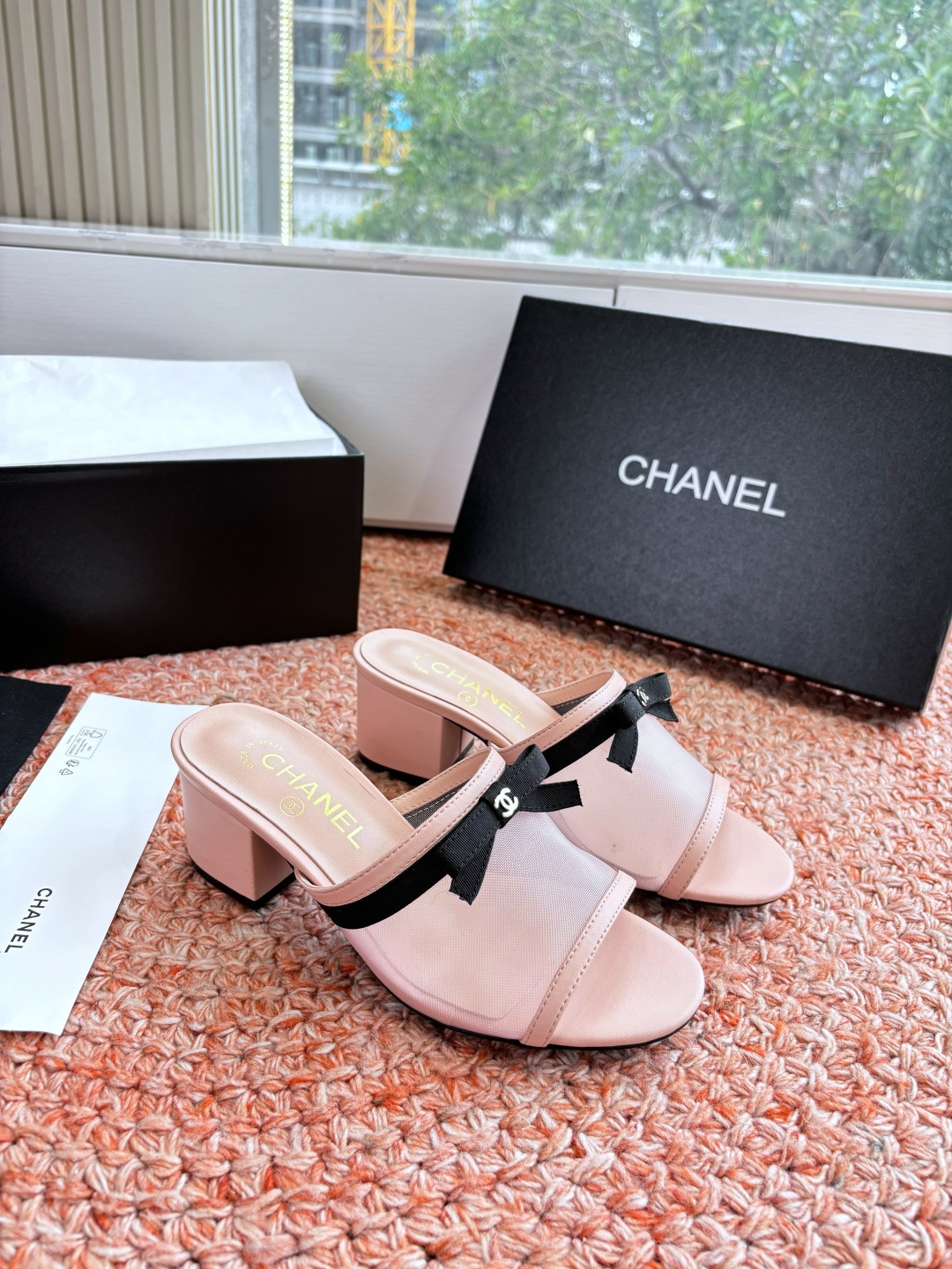 P厂价310🌾G299所见即所得CHANE*｜小香26C新品网纱双C蝴蝶结拖鞋当小香经典符号邂逅26C夏
