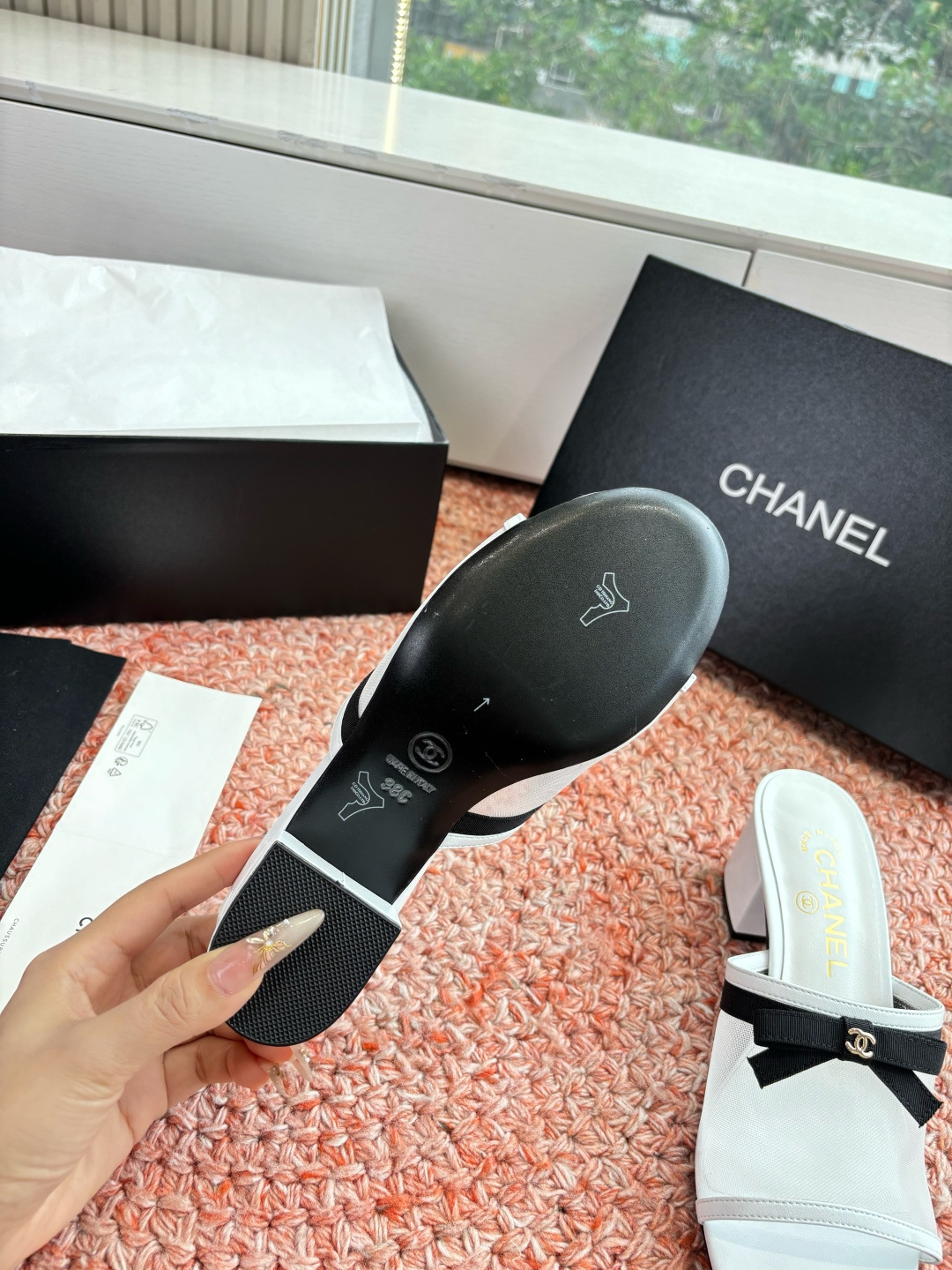 P厂价310🌾G299所见即所得CHANE*｜小香26C新品网纱双C蝴蝶结拖鞋当小香经典符号邂逅26C夏