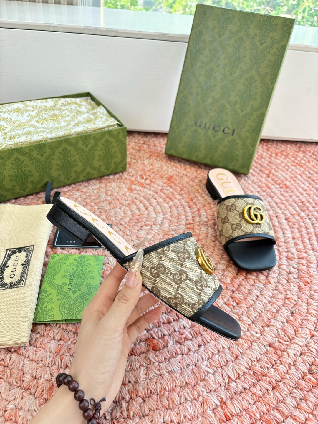 🌾G678所见即所得代购级别顶级版本 GUCCI古驰女士厚底拖鞋包头穆勒鞋拖鞋火爆全网100周年秀场大爆