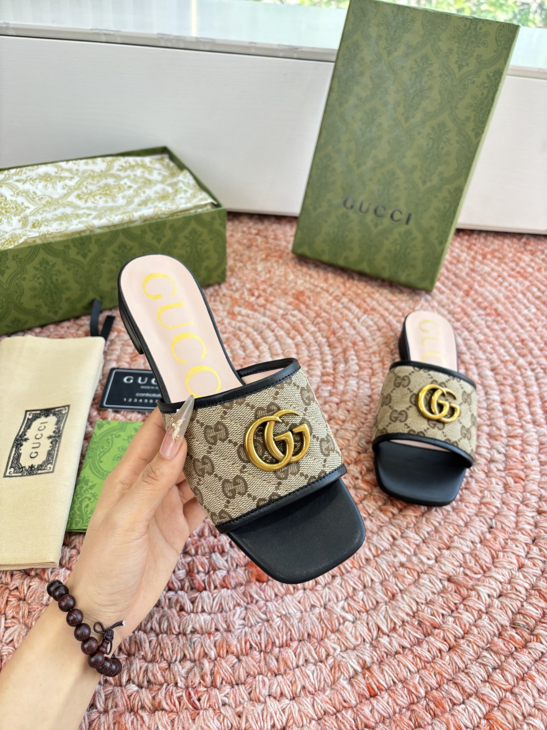 🌾G678所见即所得代购级别顶级版本 GUCCI古驰女士厚底拖鞋包头穆勒鞋拖鞋火爆全网100周年秀场大爆