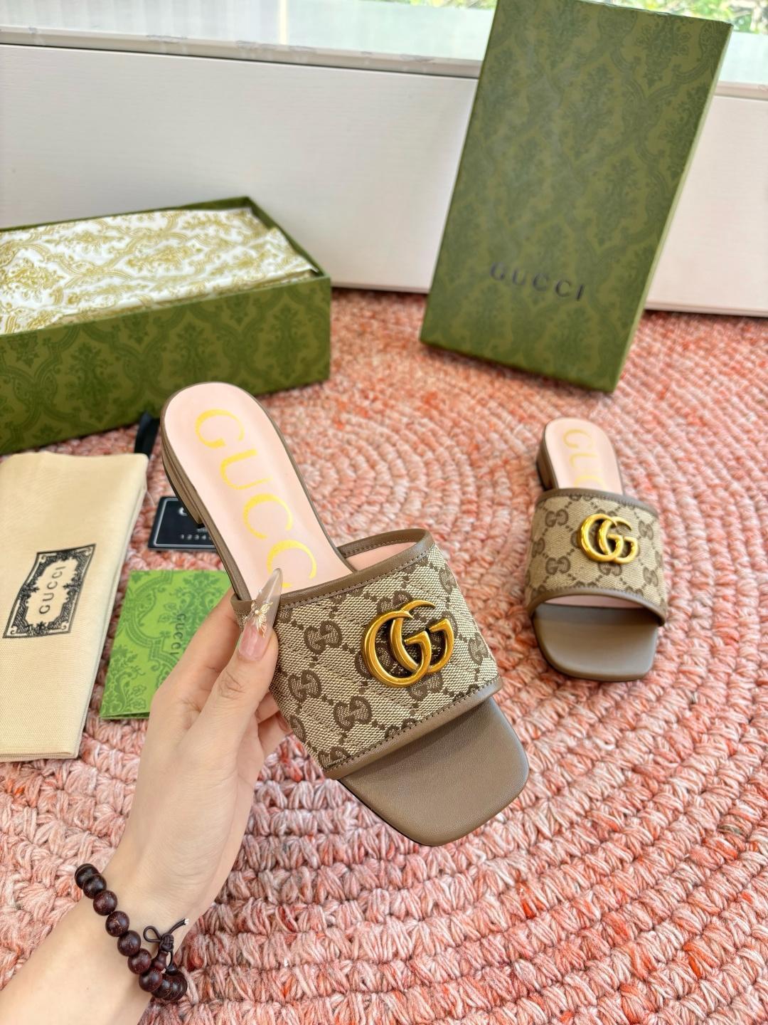 🌾G678所见即所得代购级别顶级版本 GUCCI古驰女士厚底拖鞋包头穆勒鞋拖鞋火爆全网100周年秀场大爆