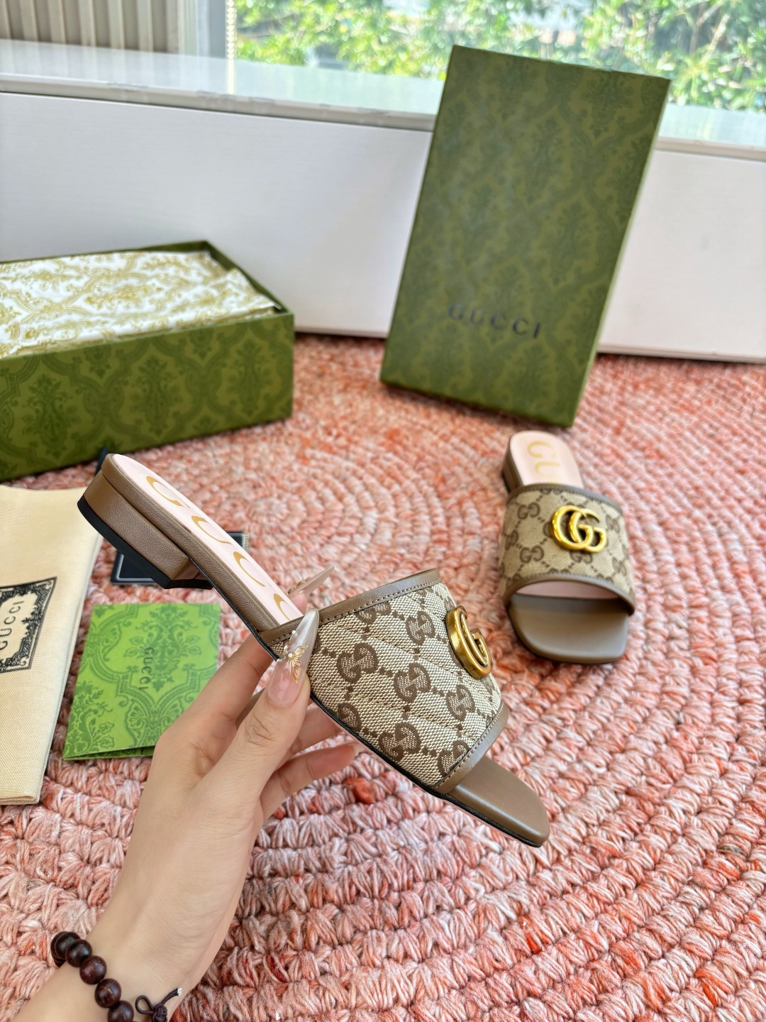 🌾G678所见即所得代购级别顶级版本 GUCCI古驰女士厚底拖鞋包头穆勒鞋拖鞋火爆全网100周年秀场大爆